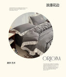Princess Style Bedding Sets INS Ruffle Lace Bow Quilt Cover Home Romantic Bedclothes Decor Woman Girls Bedroom Duvet Cover 4pcs