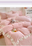 Princess Style Bedding Set Soft Bedroom Decor Comforter Duvet Cover Set Pillowcase Bed Sheet Ruffled Quilt Cover Four Pieces Set