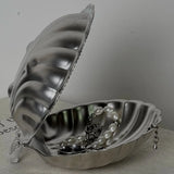 Stainless Steel Plate, Shell Striped Wave Tableware Plate Dish Plate Metal Cheese Plate Tableware Storage Jewelry Plate Table De