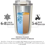 Travel Coffee Mug, 240ml Insulated Beverage Cup With Leakproof Lid, Long Lasting Coffee Tumbler Travel Coffee Thermos White