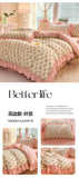 Fashion Flower Bedding Set Bed Sheet Cute Princess AB Double Sided Ruffle Flower Quilt Cover Pillowcase Bedclothes Home Textiles