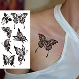 1 Sheet Compass Flower Temporary Tattoos For Women Men Adults Skull Lion Owl Tattoo Sleeve Sticker Black Fake