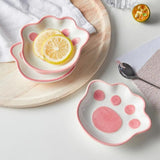 Japanese Cute Cat's Paw Taste Dish Ceramic Cartoon Dessert Plate Soy Fruit Sauce Dish Seasoning Bowl Household Dip Dishes