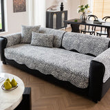 Irregular Sofa Cover, Jacquard Chenille Leopard Print Couch Slipcovers, Non Slip Armchair Towel, Sofa Cushion 3 Seats