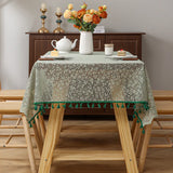1pc  Elegant Lace Tablecloth with Tassels,Rural Fresh Jacquard Lace Tablecloth  Perfect for Dining & Parties,Family Gatherings