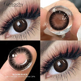 1pair Myopia Contact Lenses with Degrees Colored Natural Lenses 0 to -6.00 Degrees Graduation Blue Pupils Lenses Eyes