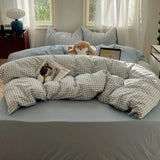 Striped Bedding Set INS Nordic Girls Soft 100% Cotton Bed Sheet Queen King Size Duvet Set Comforter Set Pillowcase Bed Linens