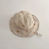 Summer Baby Hat Children Sunscreen Outdoor Caps for Boys Girls Cute Bear Print Panama Hat Unisex Beach Fishing Hat for 2-6 Years