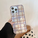 INS Simple Retro Purple Checkered Pattern Phone Case for iPhone 17pro 17 ProMax 15 14 16 Pro Max Shockproof Grid Pattern Cover