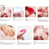 A full set of 24 medium coffin-shaped fake nails with a peachy gradient design, including 1 jelly glue and 1 nail file, perfect
