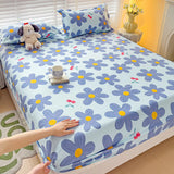 Purple Flower Bed Sheets Single/Queen/King Size Fitted Bed Sheet with Elastic Band drap de lit High Quality Mattress Cover 180
