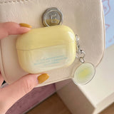 Korea Gradient Lemon Yellow Pendant Round Badge For AirPods Pro 2 Case For AirPods 1 2 3 4 Bluetooth Earphone Charging Box Cover