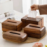 Solid Wood Tissue Box Desktop Tea Table Paper Storage Box Napkin Case Vintage Tissue Box Living Room Coffee Table Decoration