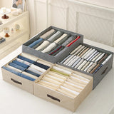 Household Clothes Storage Box Double Row Grid Fabric Storage Box Foldable Drawer Style Wardrobe Portable Storage Layered Storage