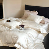 Elegant Flowers Embroidery Luxury Bedding Set Queen King 100S Egyptian Cotton Home Textile Bed Sheet Pillowcase Quilt Cover Set