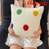 Ikeehome  new sheep wool throw pillow cartoon small fresh throw pillow living room bedroom pillow 45x45cm