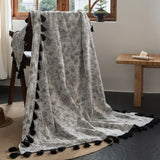 Ikeehome  new cotton and linen jacquard fringed blanket office nap air conditioner blanket home sofa leisure blanket