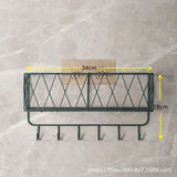 Luxury Home & Garden Kitchen Bathroom Wall Mounted Storage Rack No Drill Hanging Organizer Shelf with Hooks for Home