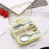Stainless Steel Folding Cutlery Set with Storage Case Portable Fork, Spoon, and Chopsticks 3Pcs Set Outdoor Tableware
