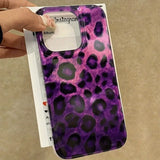 Phone Case for iPhone 17 16 15 14 13 12 11 Pro Max XS X XR 7 8 Plus 17Air Stylish Purple Render Leopard Pattern Soft Laser Cover