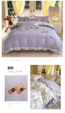 Korean Style Bedding Sets Four Piece Set With Lace Bed Flat Sheet Pillowcase Duvet Cover Set 200x230cm King Size Home Textiles