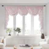 1PC Pink Flower Ripple Curtain Head for Living Room Sheer Lace Valance Girls Princess Bedroom Home Decoration Custom