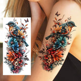 1 Sheet Realistic Flying Birds Flowers Temporary Tattoos For Women Girls Waterproof Long Lasting Fake Tattoo Sticker 3D Body Art