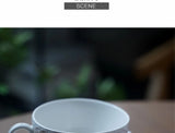Ins Ceramic Handgrip Coffee Cup Exquisite Afternoon Tea Cup Dish 2Pcs Set French Style Household White Relief Drinkware