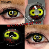 2pcs Cosplay Color Contact Lenses Yellow Black Soft Contact Lenses Halloween Role Play Party Crazy Cosmetic Lense 14.50mm