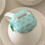 Mint Green Earphone Case For AirPods 1 2 3 4 Pro 2 Grey Polka Dot Pattern Simple Soft Silicone Protection Cover Cute Keychain