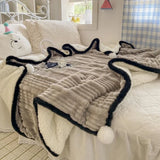 new autumn and winter mother draw lamb fleece ball blanket office nap thickened small blanket airplane blanket