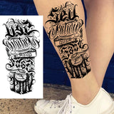 1 Sheet Compass Flower Temporary Tattoos For Women Men Adults Skull Lion Owl Tattoo Sleeve Sticker Black Fake
