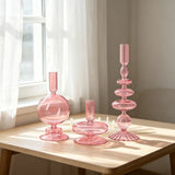 Modern Bubble Shaped Glass Candlestick Holder Set Taper Candle Stand Elegant Desktop Decoration for Party Living Room Banquet