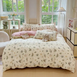 Ikeehome  Class A super soft jacquard cloud yarn cotton four-piece set, bed sheet, bed hat, quilt cover, student dormitory bed