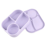 Rectangular Silicone 4 Grid Lunch Box Heat Resistant Leak Proof Food Box Microwavable With Compartments Picnic Box Office