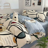 Nordic Style Pure Cotton Printed Bedding Sets Ultra Soft and Skin Friendly Fitted Sheet Kit Home Twin Bedclothes for Adults