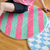 Ikeehome  Irregular Checkerboard Bedroom Rug Round Simple Design Solid Color IG Fashion Living Room Carpet Polyester Cute Decoration Home