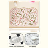 Beautiful Flower Pattern Bathroom Diatomite Carpets Non-Slip Water Uptake Room Foot Mat Set Quick Drying Resistant to Dirt Home
