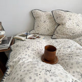 Ins American Countryside Style Class A Double layer Yarn Bedding Set Soft Pure Cotton  Duvet Set Comforter Set  Bed Linens