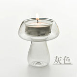 Creativity Mushroom-Shaped Candle Holder Glass Candlesticks Cute Room Decoration Desktop Ornament Home Decoration Ambiance Gifts