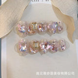 10Pcs Pink Cute Handmade Press on Nails Full Cover Bear Rhinestone Summer French Short False Nails Wearable Manicure Nail Tips