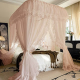 U-Shaped Rail Cotton Mosquito Net Super Pure Colorcurtain Tent for Girls Three-Door Princess Style with Frame