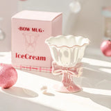 1Pc Footed Ceramic Dessert Bowl 180ml, Small Ice Cream Yogurt Cereal Fruit Salad Pudding Bowl for Home Kitchen, Gift Box