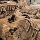 Latest French Style Winter Thickened Milk Fleece 4pcs Bedding Sets Soft Luxury Warm Quilt Cover Sheet Pillowcases
