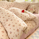 Korean Bow Bedding Sets For Girls 2025 New Duvet Cover Set Queen Full Size Flat Bed Sheet Quilt Cover Pillowcase Kawaii