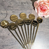 Ikeehome  Personalized Acrylic Drink Cocktail Stirrer Custom Engraved Wedding Party Decoration Logo Cocktail Swizzle Stirrers for Party