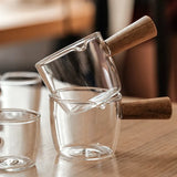 5-10PCS Wooden Handle With Scale Glass Coffee Measuring Cup espresso Milk Latte Transparent Kitchen Coffee Accessories