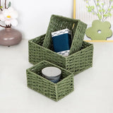 Rural Handmade Woven Storage Basket Large Capacity Rectangular Cosmetics Storage Box Household Snack Storage Box Wardrobe