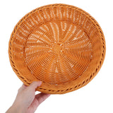 Round Woven Rattan Fruit Basket 30Cm Brown for Kitchen Dining Table Home Vegetable Storage Food Serving Decorative Tabletop