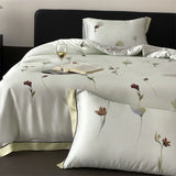 Luxury Organic Bamboo Soft Silky Printing Bedding Set Single Double Queen King Size Duvet Cover Flat/Fitted Bed Sheet Pillowcase
